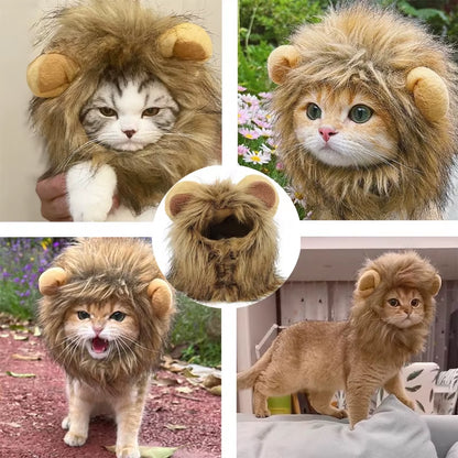 Cat Lion Head Pet Hair Decoration Cute and Funny Lion Ear Wig Hat Halloween Costume Fancy Hat Pet Headwear Hat Decorative Produc