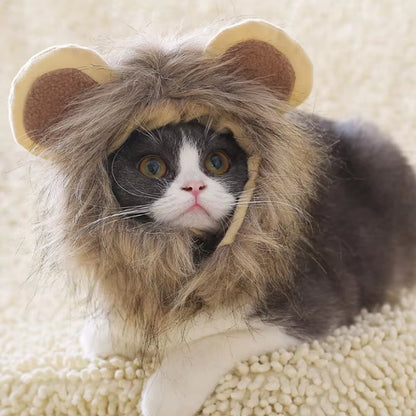 Cat Lion Head Pet Hair Decoration Cute and Funny Lion Ear Wig Hat Halloween Costume Fancy Hat Pet Headwear Hat Decorative Produc